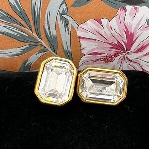 Monet Clear Glass Infinity Cut CLIP Earrings